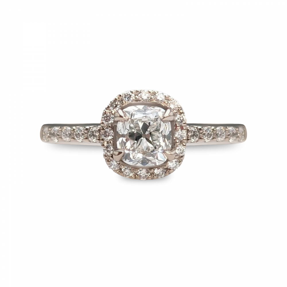 Bague Halo Coussin